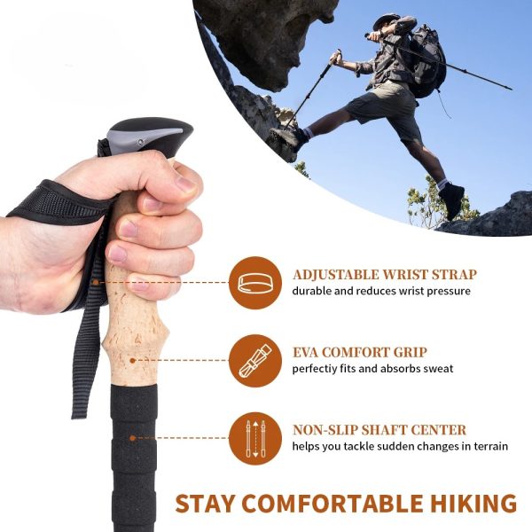 Lightweight Collapsible Carbon Fiber Hiking Stick - Image 3