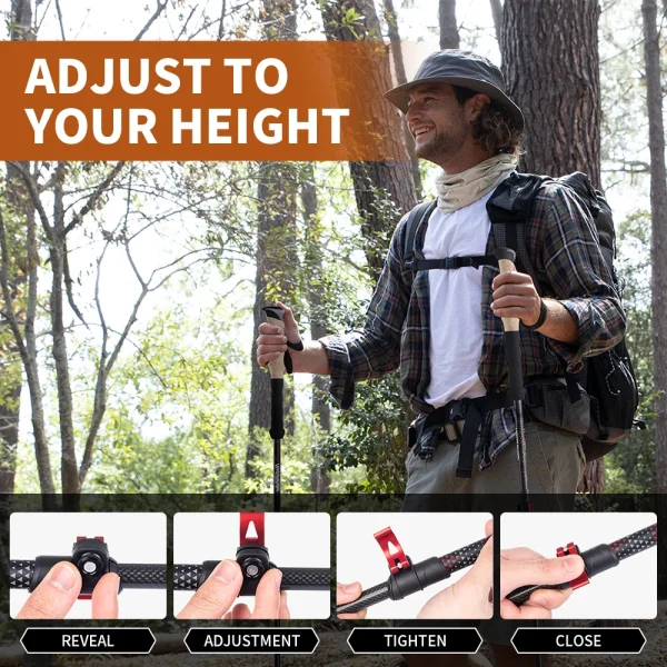 Lightweight Collapsible Carbon Fiber Hiking Stick - Image 5