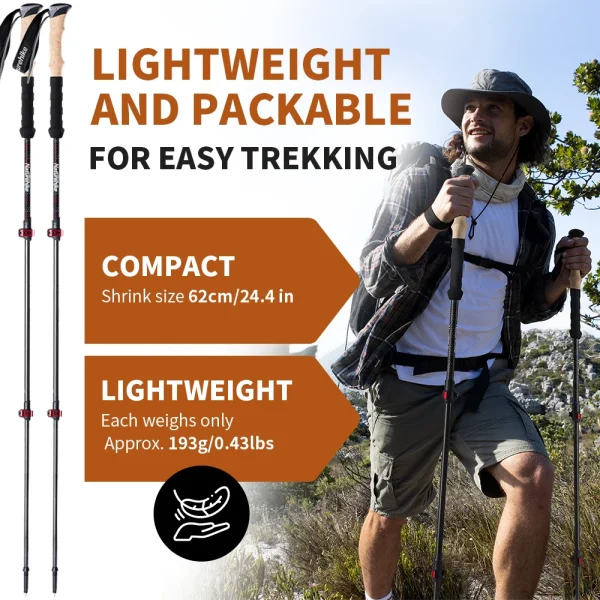 Lightweight Collapsible Carbon Fiber Hiking Stick - Image 6