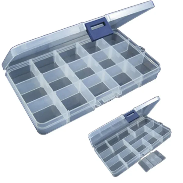 15 Slots Plastic Fishing Lure Hook Tackle Box